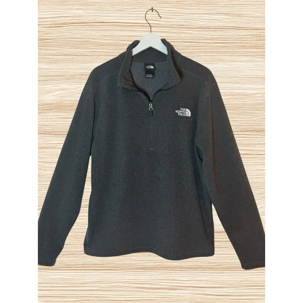 The North Face Textured Fleece 1/4‎ Zip Dark Gray Pullover Sz L Mens Sweater